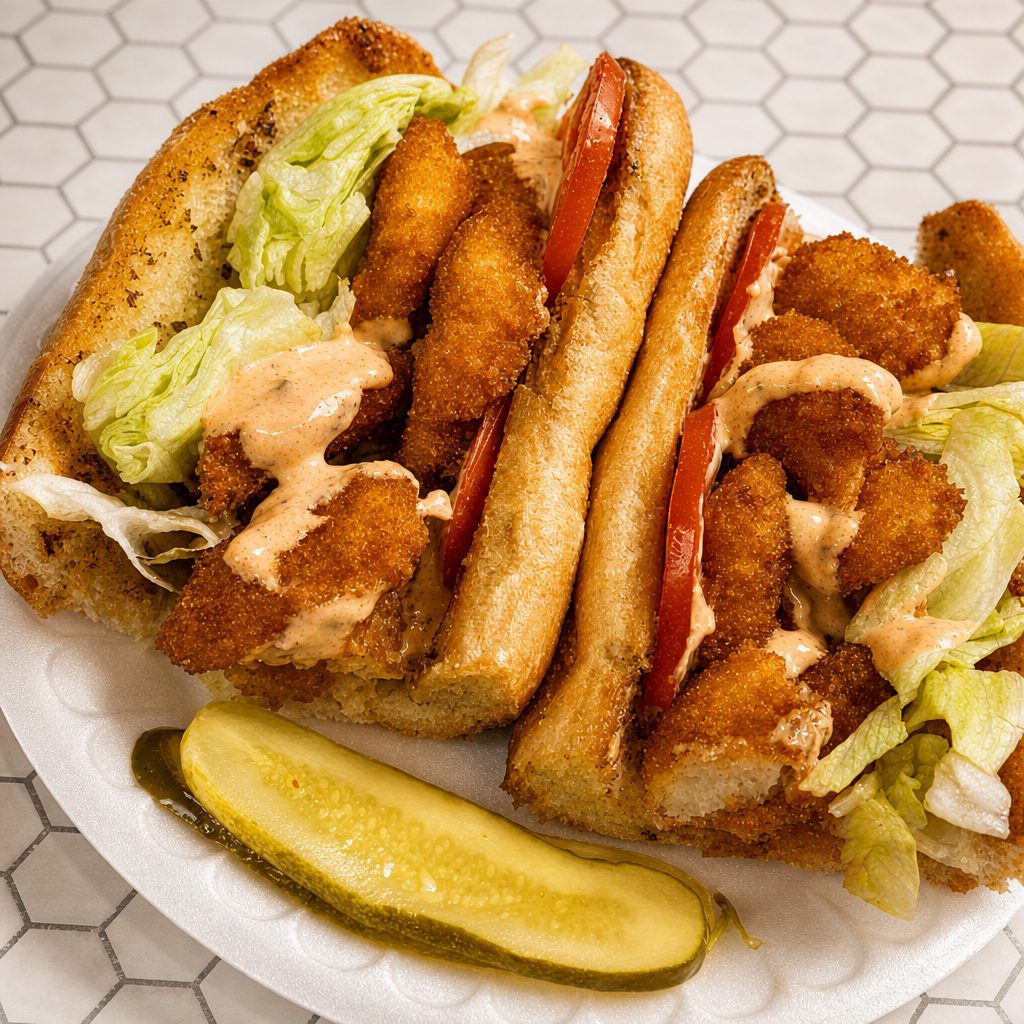 Shrimp Po-boy Sandwich.
