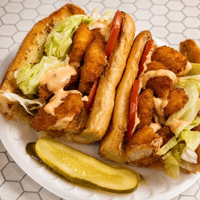 Shrimp Po-boy Sandwich.